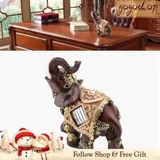 Gogoshopp-br Hongzer estátua do elefante sorte feng shui escultura de grãos de madeira riqueza estatueta presente casa