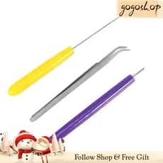 gogoshopp-br 3 Pçs/set Ferramenta de Quilling de Papel Incluindo Pinça Agulha Pinos Caneta Fenda Artesanato Kit