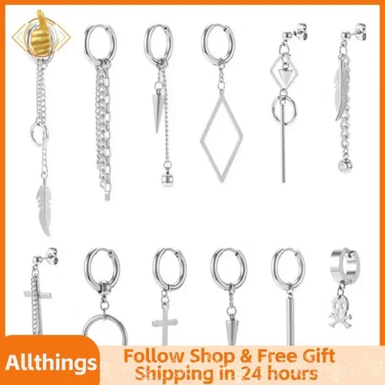 Allthingss-br Brincos de borla de metal ZJchao Conjunto de pingentes decorativos de aço inoxidável em diferentes
