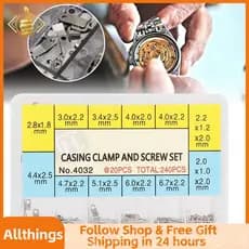 Allthingss-br Yuyte kit de reparo de parafusos de relógio, adaptador de fixação de movimentos, peças de coroa sortidas,