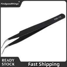 Findgoodthings-br Pinça industrial eletrônica antiestática de aço inoxidável para reparo móvel com capa protetora e