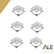 Kit Ralo GRELHA Giratória Quadrado JWL Metais 10x10 Cm Com Caixilho - Aço Inox 430