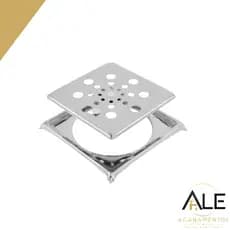 Ralo GRELHA Giratória Quadrado JWL Metais 10x10 Cm Com Caixilho - Aço Inox 430