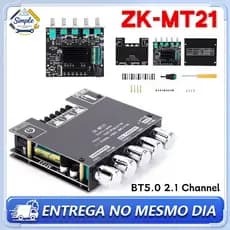 Placa amplificadora Bluetooth ZK-MT21, amplificador de subwoofer de 2.1 canais Baixo AMP AUX Mó
