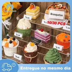 Kit Display Acrílico Porta Preço 5x3cm (Horizontal) Etiqueta Expositor Buffet Vitrine