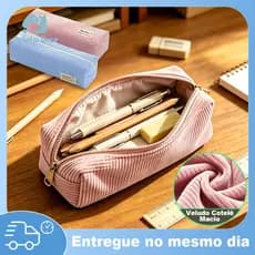 Nova Versão Coreana Ins Estojo de Lápis de Veludo Simples e Fofo Caixa de Papelaria Niche Bolsa de Papelaria de Pelúcia