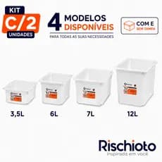 Caixa Organizadora Branca Empilhável Açougue Rischioto Kit C/2 3,5L 6L 7L 12L Com e Sem Tampa