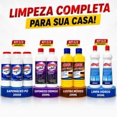 Kit Limpeza Completa Perfect Clean Saponáceo Pó Cremoso Limpa Vidros Lustra Móveis
