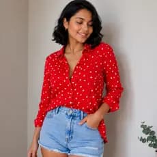 Camisa Feminina Social Corações Manga Longa Elegante Casual