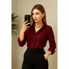 Camisa Feminina Social Manga Longa Elegante Casual Chic Office Look Botões Moda Feminina Premium