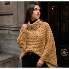 Blusa Feminina Tricô Pipoca Oversized Gola Alta Texturizada Chic Elegante