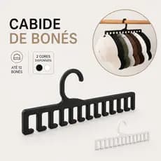 Suporte Cabide para Bonés Organizador 12 Ganchos para Pendurar Bonés Chapéus Guarda Roupa Closet Multiuso