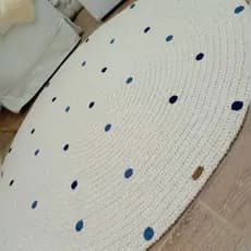 tapete para Quarto de bebê tapete para Quarto de bebê Tapete Crochê Redondo Poá Azul  Algodão Quarto Bebê.