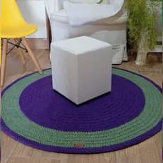 Tapete para Quarto de Bebê Redondo Crochê Infantil 90cm Fio Duplo 100% Algodão Roxo E Lilás Quarto Bebê Menina Luxo