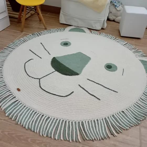 ​Tapete De Crochê Infantil Leãozinho Quarto Bebê Menino Menina  Fio 100% Algodão Macio Encorpado Personalizado La