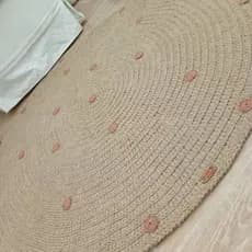 tapete para Quarto de bebê Tapete Redondo Crochê Poá Bege 1m Algodão Lavável Quarto Bebê: