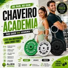 Chaveiro temático de Academia- No Pain No Gain
