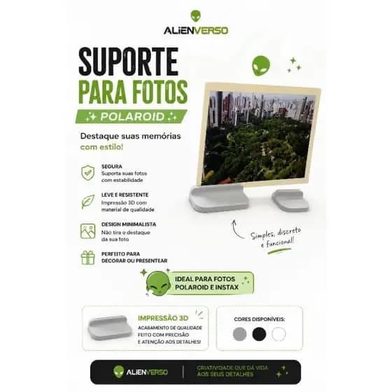 Porta Fotos Polaroid e Instax – Suporte Minimalista em Impressão 3D