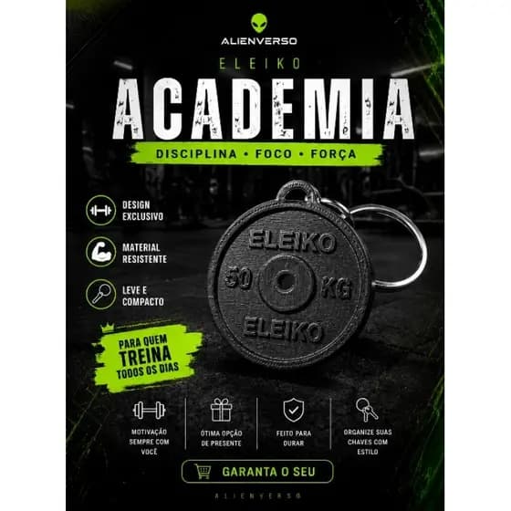 Chaveiro peso anilha de Academia
