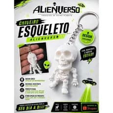 Chaveiro Esqueleto Articulado 3D AlienVerso – Decoração Geek, Halloween, Mochila e Chaves