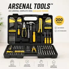 Jogo de Ferramentas 200 Peças Completo com Maleta Profissional Arsenal Tools