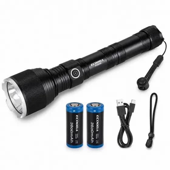 Lanterna Tatica Led P-90 Ecooda Recarregavel com Bateria T9 Super Potente
