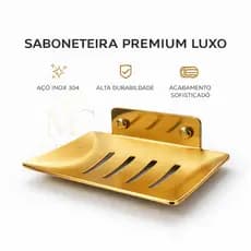 Saboneteira Dourada Aço Inox 304 – Porta Sabonete Luxo de Parede