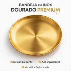Bandeja Dourada Premium em Aço Inox 14cm Bandeja Premium Dourada Multifuncional Bandeja