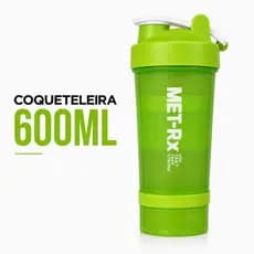 Coqueteleira Verde 600ml Shaker Com Compartimento Vedação Segura Academia Fitness Musculação