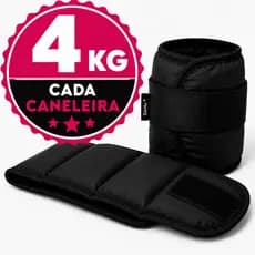 Caneleira de Peso 4KG Par Ajustável Exercícios Glúteos Pernas Academia Preta Musculação Funcionais