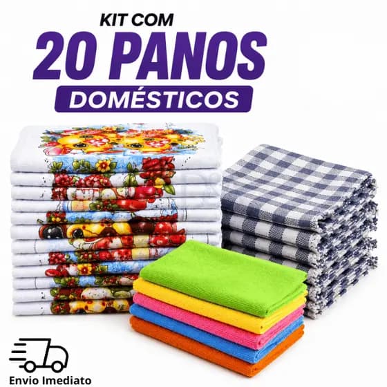 Kit 20 Panos Domésticos Panos De Prato Panos De Chão E Microfibra Qualidade E Economia