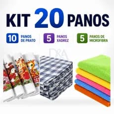 Kit Panos Domésticos Panos De Prato Chão E Microfibra Qualidade Praticidade E Economia