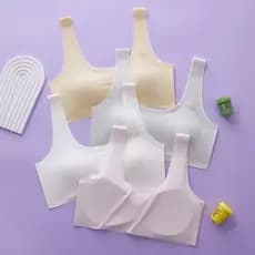 Roupa interior de estudante de seda gelo sem costura sem anel de aço copo fixo envolto peito júnior meninas do ensino mé