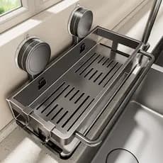 [Novo produto] ventosa prateleira de cozinha pano armazenamento dreno Rack esponja parede pendurado prateleira sem perfu