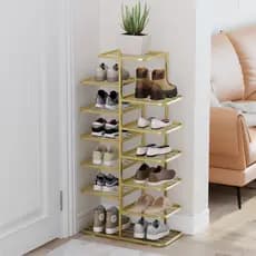 [Novo produto] Rack de sapatos multicamadas entrelaçado de grande capacidade para uso doméstico, arte em ferro simples,