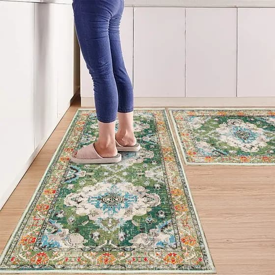 [Novo produto] tpr tapete inferior lavável cozinha doméstica Defleece tapete estilo étnico engrossado pé tapete lavável