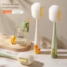 Escova de limpeza multifuncional: Ideal para limpar garrafas, copos, mamadeiras e canos. Especialista em limpeza.
