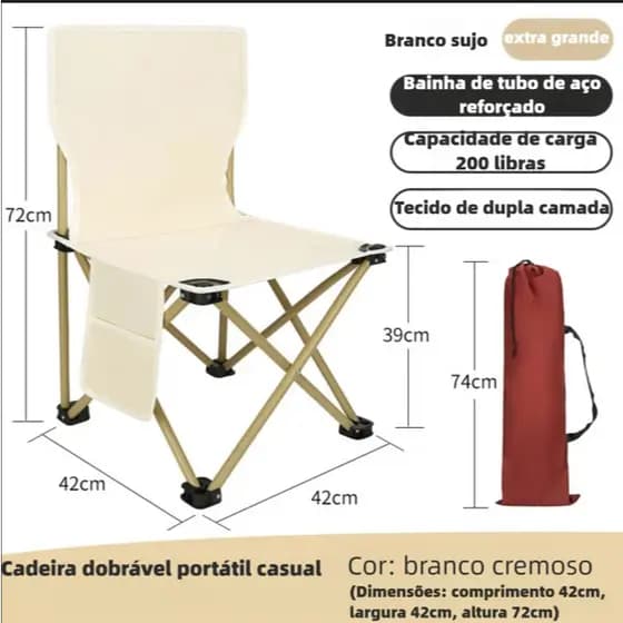 Cadeira de camping para uso externo, cadeira dobrável portátil, cadeira de camping dobrável ultraleve.