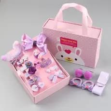 Kit 18 Pcs Acessórios de Cabelo Infantil Menina Laços Presilhas Pompom Caixa Presente Fofa ，Presentes para crianças