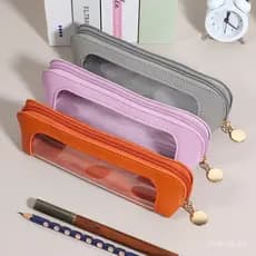 Triângulo de couro tridimensional ferramenta de maquiagem estojo de lápis PVC transparente saco de armazenamento de pape