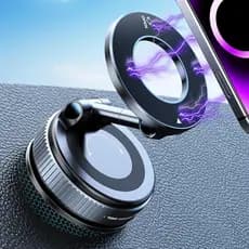 Suporte Magnético para Telefone de Carro - Suporte Dobrável com Base de Liga, Forte Sucção e Rotação de 360 Graus ° Rota