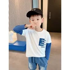 27 crianças marca roupas infantis 2026 primavera novo produto versão coreana crianças puro algodão camisa de fundo roupa