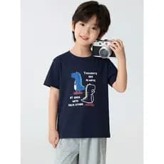 2026 versão coreana roupas infantis roupas de bebê menino verão novo estilo infantil puro algodão manga curta camiseta d