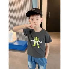 27 crianças versão coreana roupas infantis 2026 verão novo estilo infantil puro algodão desenho animado estampado camise