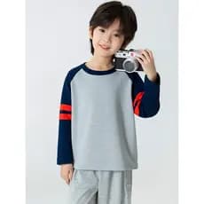 Marca roupas infantis 2026 primavera novo estilo meninos puro algodão manga comprida camiseta moda infantil camisa de fu