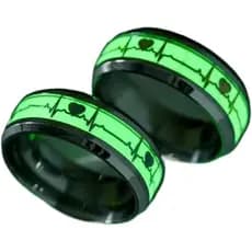 Anel de aço titânio luminoso com design de ECG, joia fluorescente luminosa, anel de aço inoxidável, anel de amor para ca