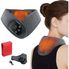 Massageador Elétrico de Pescoço com Aquecimento - 3 Níveis de Calor e Vibração, Faixa de Pescoço Aquecida Recarregável -