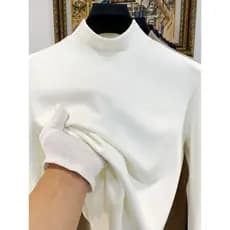 ((Alta qualidade) outono inverno forro de lã masculino camisa de fundo manter quente forro de lã manga comprida engrossa