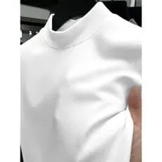 ((Mantenha-se aquecido, não inchado) outono inverno masculino mais camisa de fundo meia gola alta escovada mangas compri