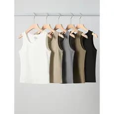 ((Compre um e ganhe outro!)Camisola de banda larga elástica alta de algodão puro primavera verão sem mangas Bottoming fe